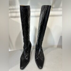 Tanino Crisci Black Quilted Knee-High Boots